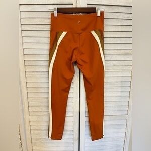 Zyia Active Joplin Stripe 7/8 Burnt Orange Women’s Leggings Size 4